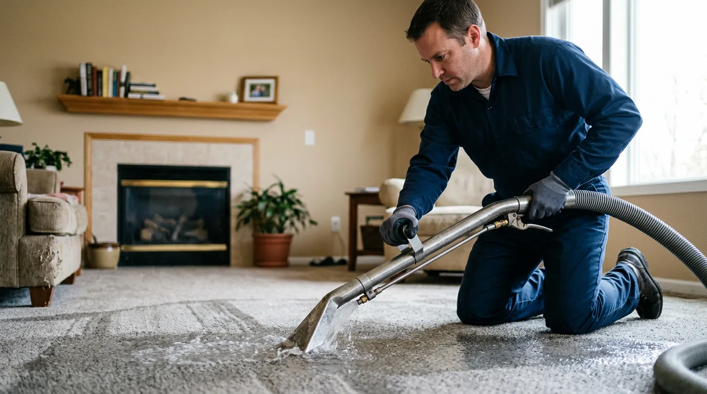Water damage restoration technician working near Adolphus, KY